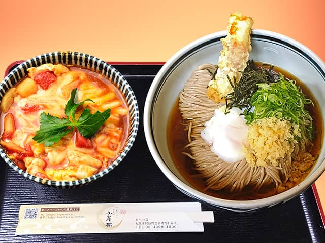 トマトと長芋のチーズリゾット付ぶっかけうどん・そば定食