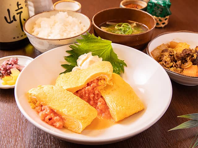 明太出し巻き弁当(味噌汁付き)