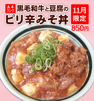 A4ランク黒毛和牛と豆腐のピリ辛味噌丼